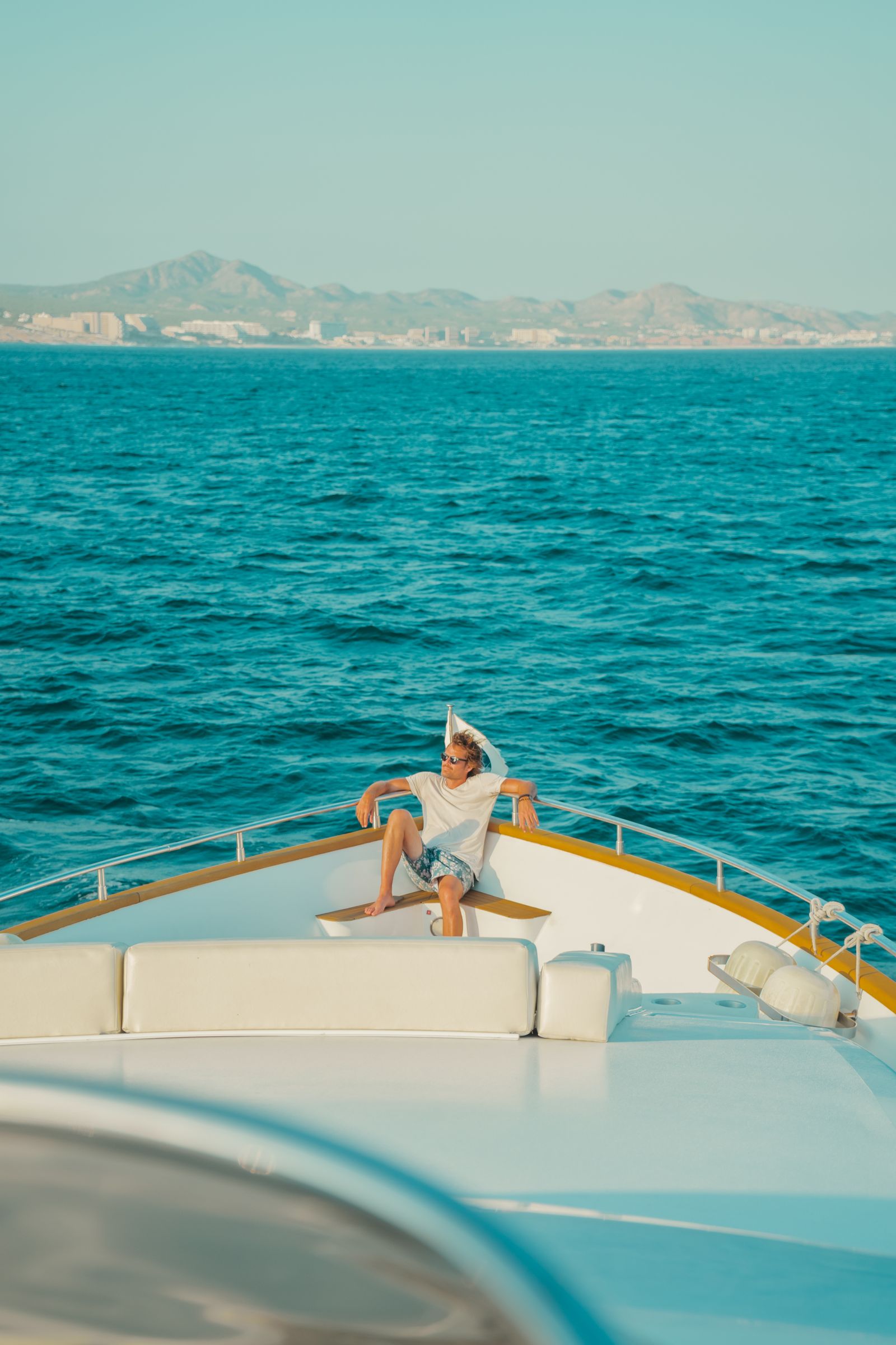 Owner relaxing on a yacht deck